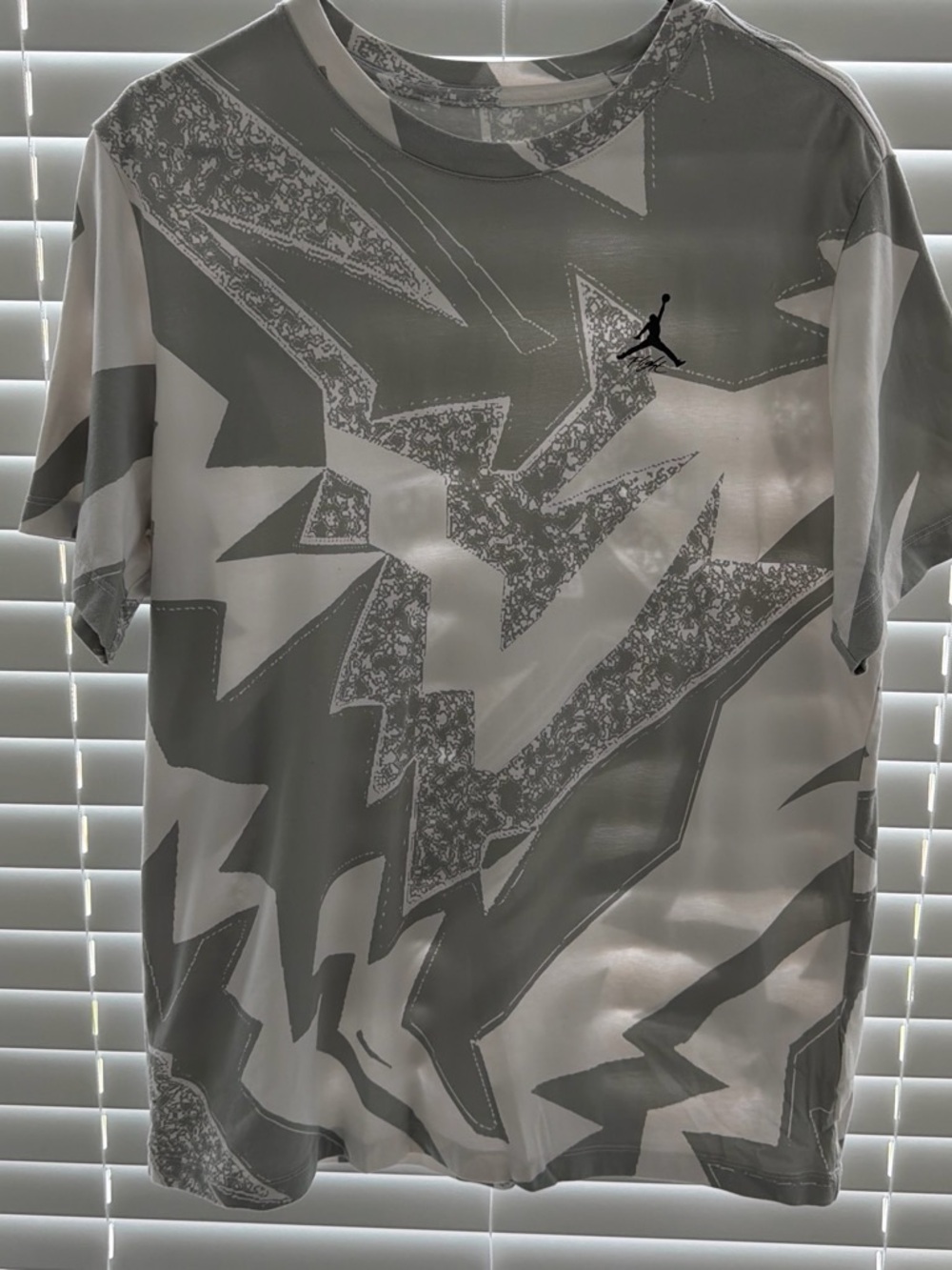 Jordan Men’s Gray and White Graphic Crewneck Tee with Jumpman Logo